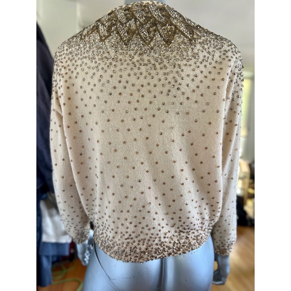 VINTAGE 1950’s SEQUINED CARDIGAN Bust 42 - Picture 6 of 12